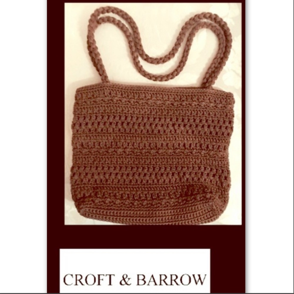 CROFT & BARROW Chocolate Crochet Crossbody - Picture 2 of 8